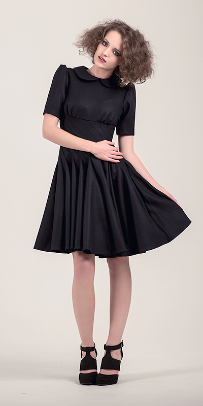 Twisted Black Wool Dress
